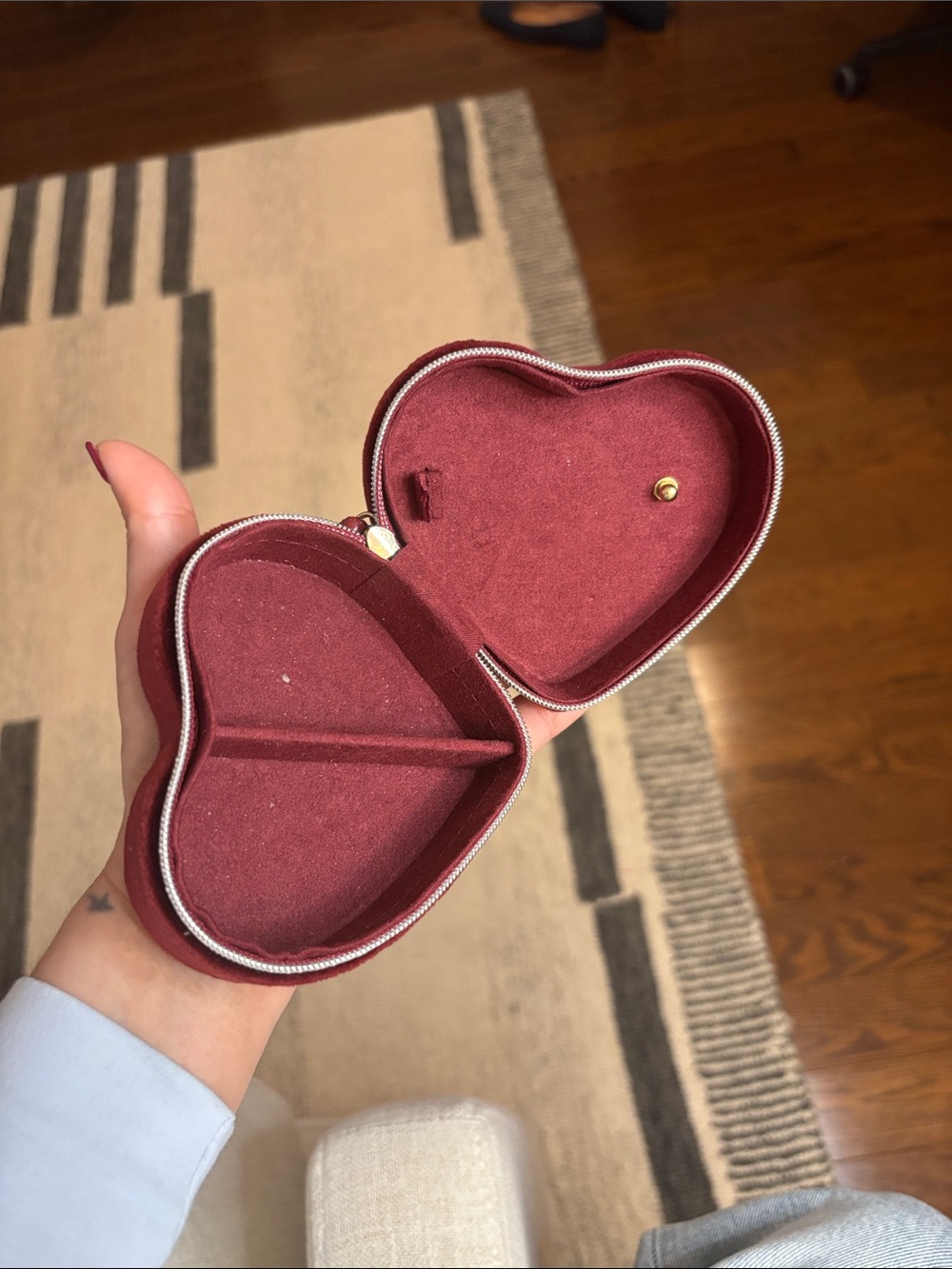 Burgundy Heart Jewelry Case